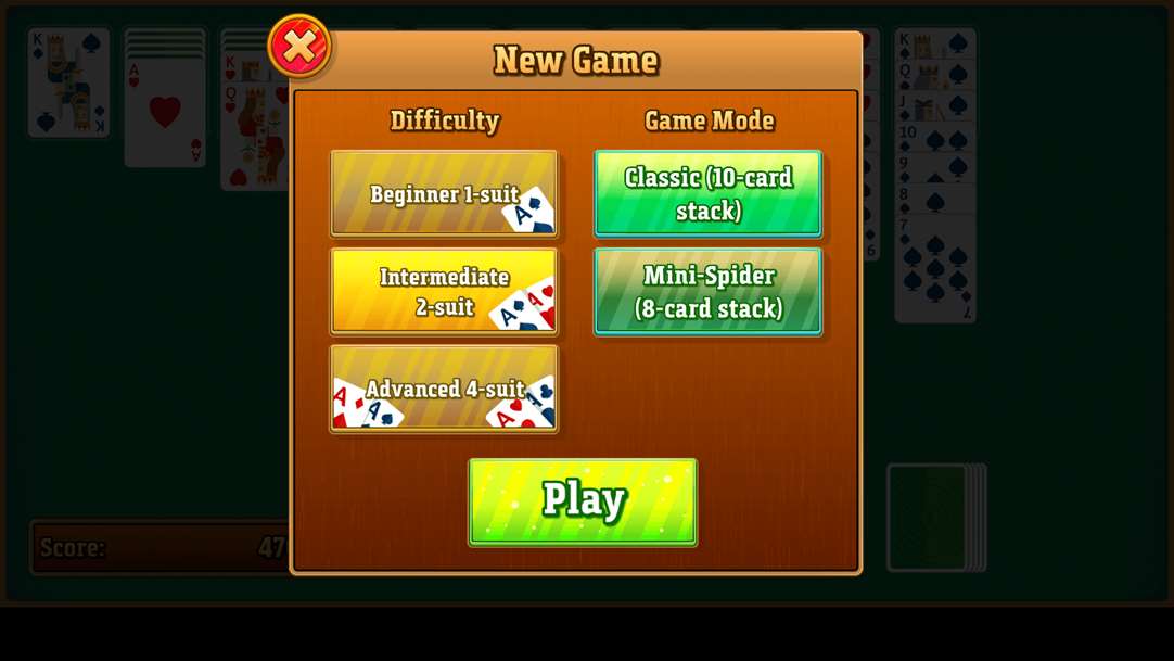 Classic Spider Solitaire  Intermediate :2 Suit 